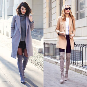 Stuart Weitzman Dark Gray Suede Over The Knee Thigh High Heeled Boots US 7‎